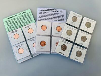 Uncirculated 2009 Lincoln Bicentennial Cent Set, 6 Jefferson Nickels (1969&ndash;1988), US Treasury Medallions P & D