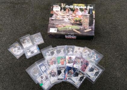 20+ Autographed Baseball Rookie Cards, Serial Numbered, And Grill Basket Set