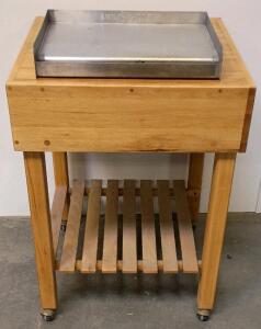 Little Griddle Stainless Steel BBQ Griddle & Portable Hardwood Butcher Block Kitchen Cart On Wheels