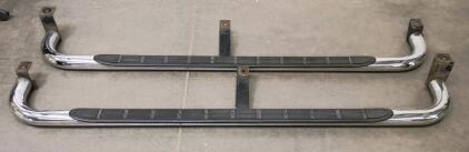 Chrome Nerf Bars with Black Step Pads, 72" Length, 3" Diameter, Fits Full-Size Trucks/SUVs 2001-2006 GMC SuperCab or Suburban, Chevy Sierra SuperCab Part # GO223-102