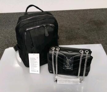Lululemon City Adventurer Backpack & YSL Envelope Small Quilted Chain Bag, Black