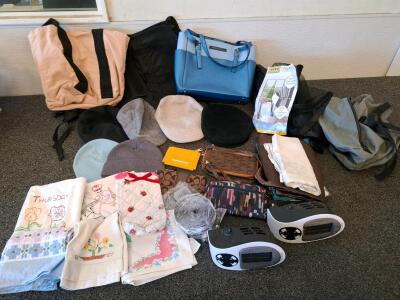 Mixed Lot: Designer Handbags (Minkoff, Kors, Coach), 2 Heaters, Magnetic Screen Door, Accessories
