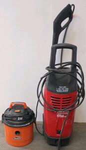 Husky 1750 PSI Electric Power Washer, 1.3 GPM, 13A Motor, Spray Gun & Hose Included& 2hp Mini ShopVac (Hose Not Included)