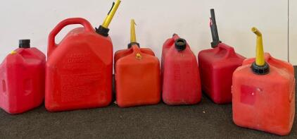 Red Plastic Gasoline Fuel Containers, Multiple Sizes 2.75-5 Gallons, Flexible Spouts, Made In USA