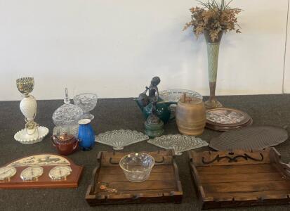 Vintage Springfield Weather Station, Fenton-Style Hobnail Lamp, Hall Brown Teapot, More