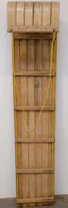 6 Ft Wooden Toboggan Sled &ndash; Classic Six-Plank Design, Yellow Pull Rope, Metal Chains, Natural Wood