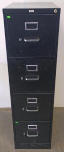 HON 310 Series 4-Drawer Black Vertical Steel Filing Cabinet With Lock, Letter Size,