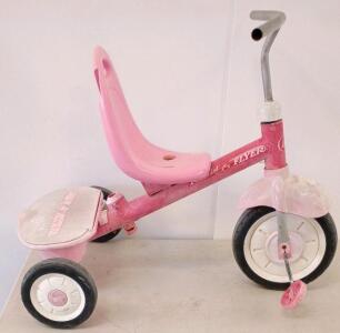 Radio Flyer Pink Tricycle, Steel Frame, Rear Storage Bin, 10-Inch Front Wheel, Classic Kids&rsquo; Bike