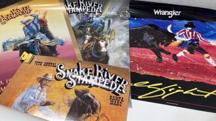 Snake river stampede and Wrangler posters