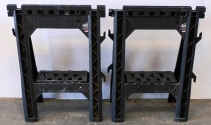 WORX WX065 Folding Sawhorses, Pair, Integrated Clamps, 250 lb Capacity, 18" Clamp Range