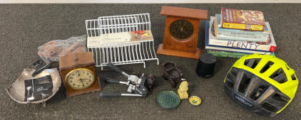 Ingraham Electric Wood Mantel Clock, Stickley Arts & Crafts Oak Shelf Clock, Assortment Of Books And More