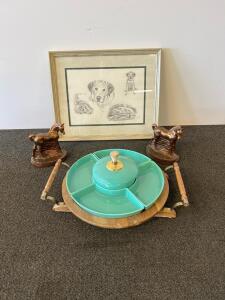 Vintage 1940s&ndash;1950s PMC Bronze Horse Head Bookends, Picture Frame & More