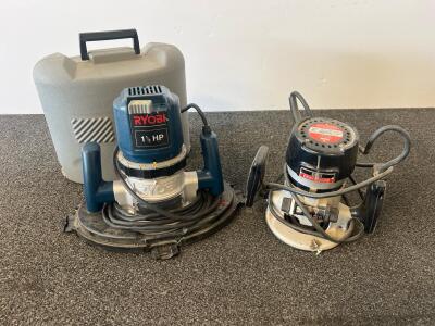 Ryobi R1631K 1.5 HP Fixed Base Router With Case & Craftsman 2.25 HP Fixed Base Router (Tested Both Work)