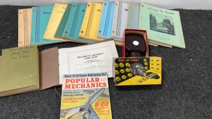 Guild lite, vintage hand books, a 1963 popular mechanics magazine and more