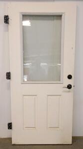 Exterior 36"x80" White Half-Lite Door, Double-Pane Glass, Kwikset Lever Lock, Right-Hand Inswing