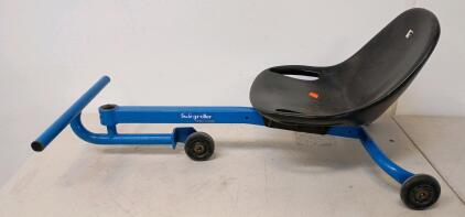 Swingroller Classic Blue Steel Ride-On Cart, 4 Wheels, 39"x19"x18", 200 lb Capacity