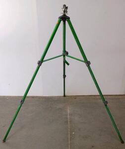 Impact Tripod Sprinkler, Adjustable Height 6 ft, Green Steel Legs, 3/4" Hose Inlet