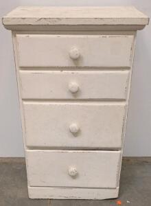 Four-Drawer Wooden Dresser, White Painted Finish, 22"W x 16"D x 34"H, Simple Utility Design