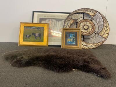 Original Gary Fifer &ldquo;Belted Galloways&rdquo; Oil On Linen Painting &mdash; Plus Framed Art, Metal Wall D&eacute;cor & Sheepskin Rug