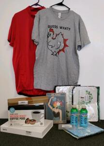 XGC Cycling Jersey, Bella+Canvas Tee, Happy Belly Pods, PLEZi Drink, Decor & More