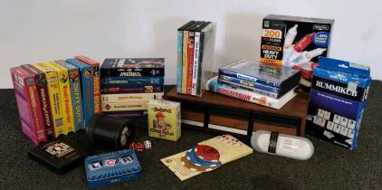 Assorted Family Games, DVDs/VHS, Holiday Lights &ndash; Rummikub, LCR, Redneck Sports, Classic Movies