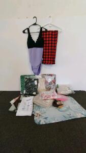 Mixed Women&rsquo;s Apparel & Accessories Lot &ndash; Dresses, Towels, Scarf, Belt, 15pcs, Multiple Sizes
