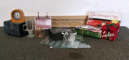 Assorted Home, Decor, Books, 100cm Clothes Rack, LED Crystal Gift, Chess Boards, Speaker, Clips