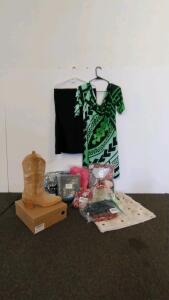 Mixed Apparel Lot &ndash; Western Suede Cowboy Boot, Dress & 10+ New Clothing Items, and more