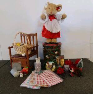 Vintage Wooden Rocking Potty Chair, vintage mouse (tested), seasonal decorations, and more