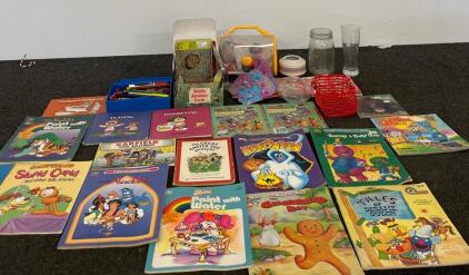 Mixed Lot Vintage Children&rsquo;s Books, Grolier Wildlife Cards, Barbie, Disney, Craft Supplies