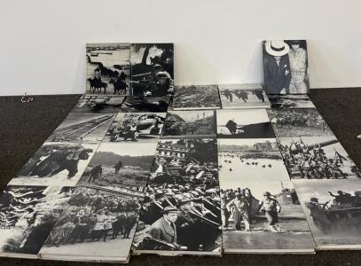Collection Of 15+ WWII Black-And-White Photographic Book Covers Or Prints, Approx. 9x12 Inches