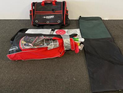 Ladder Golf LED Game Set, Husky Tool Bag, CD/DVD Binder with Discs, Mixed Lot Bags