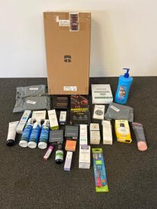 Boxed 4-Shelf Wood Storage Rack, 27-Piece Personal Care Cosmetics, Jason Olay Suave KOJIC
