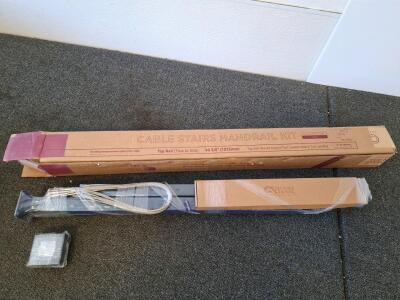 CR Fence & Rail Cable Stairs Handrail Kit, 40 3/8" Aluminum Rail, Stainless Cable, Black, 2-3 Steps