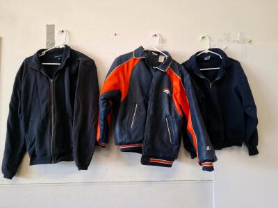 Denver Broncos NFL Starter Varsity Jacket Youth XL 18-20 Navy/Orange Embroidered Logos RN67891 2 small jackets