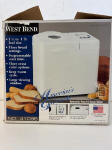 West Bend 41065 Automatic Bread & Dough Maker, 1.5&ndash;1 lb Loaf, 3 Crust Options, USA Made