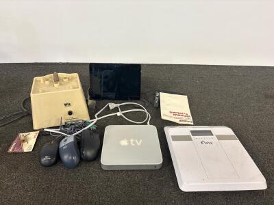 Apple TV 1st Gen, Inland Wiz CG Diamond Router/Grinder, WW Scale, 3 Wired Mice, Cables & Manuals