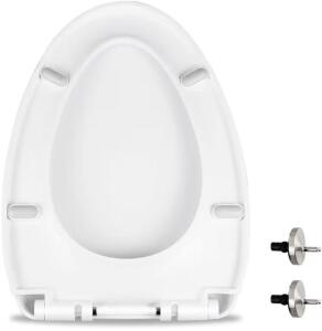 (2) MUU Toilet Seat, Slow Close, White Heavy Duty Elongated Lid