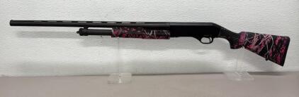 Stevens 320 20 Gauge Pump-Action Shotgun, 26" Barrel, Black/Pink Camo, Serial 169443D