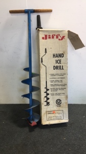 (1) Jiffy Hand Ice Drill (1) KJ Brand Hand Ice Drill