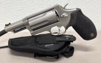 Taurus Judge Stainless Revolver, 4" Barrel, .45 Colt/.410 GA, Fiber Optic Sight, SN D0142051