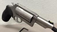 Taurus Judge Stainless Revolver, 4" Barrel, .45 Colt/.410 GA, Fiber Optic Sight, SN D0142051 - 6