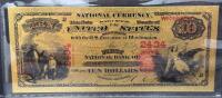 24K Gold-Plated $10 First National Bank Replica Note, COA, WR999999, Certificate Included - 2