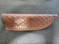 Handmade Custom Fixed Blade Hunting Knife, Gut Hook, Multicolor Resin Handle, Leather Sheath - 4