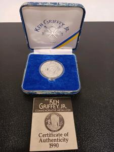 1990 Ken Griffey Jr. "The Kid" 1 oz .999 Fine Silver Commemorative Medallion w/COA & Case