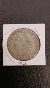 1921 Morgan Silver Dollar, Philadelphia, .7734 oz Silver, Circulated, 38.1mm