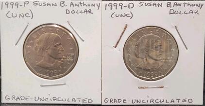 1999-P & 1999-D Susan B. Anthony Dollars, Graded