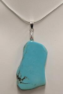 50.25ct Turquoise Free-form Gemstone Necklace on 24" Necklace