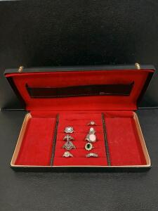 Vintage Shields 8-Piece Costume Ring Set in Display Box &ndash; Variety of Gem Colors & Filigree Styles
