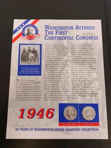 1946 Washington Silver Quarter Set &ndash; Philadelphia & Denver Mints, Commemorative Display
